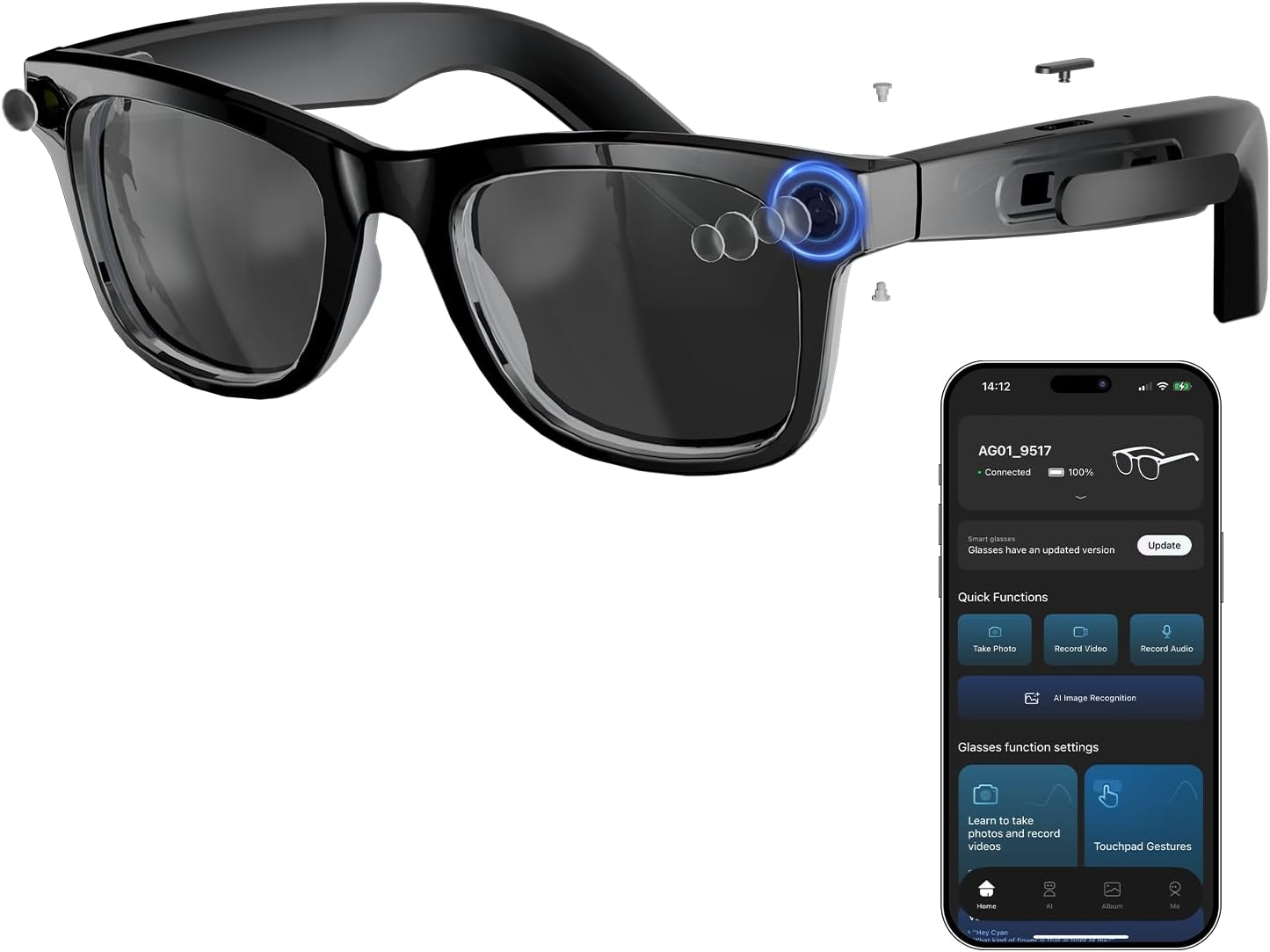 8MP AI Smart Glasses: 1080P Vi - Smart Glasses Lens 리뷰 및 가격